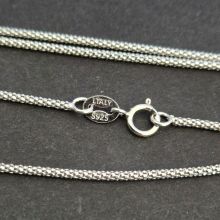 Popcornkette 925´iger Silber, feine Kette mit Federring-Verschluss, ca. 45 cm