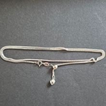 Panzerkette 925´iger Silber, Kette mit Federring-Verschluss, ca. 45 cm, Längen verstellbar-Herz Abschluss
