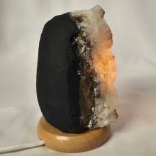 NEU! Citrin Stein Leuchte – handverlesen & edel, Edelstein-Lampe mit Holzsockel, E14 Fassung, N175