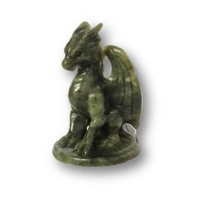 Drache aus Serpentin, Drachen-Figur handgefertigt, Edelsteintier, ca. 7 cm, Fantasy Figur, spirituelles Geschenk