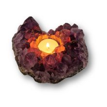 Amethyst Kerzenhalter – Edelstein-Teelichthalter, Naturstein Deko & Geschenkidee, N947
