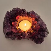 Amethyst Kerzenhalter – Edelstein-Teelichthalter, Naturstein Deko & Geschenkidee, N947