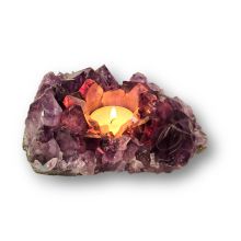 Amethyst Kerzenhalter – Edelstein-Teelichthalter, Naturstein Deko & Geschenkidee, N947