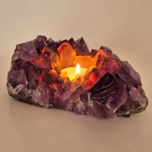 Amethyst Kerzenhalter – Edelstein-Teelichthalter, Naturstein Deko & Geschenkidee, N947