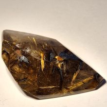 Rutilquarz mit goldenen & Hämatit-Nadeln, polierte Freeform aus Brasilien, Sammlerstück, hochwertige Qualität, N41