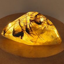 Rutilquarz mit goldenen & Hämatit-Nadeln, polierte Freeform aus Brasilien, Sammlerstück, hochwertige Qualität, N41