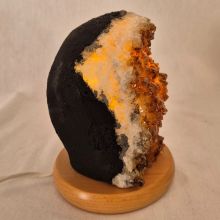 Citrin Stein Leuchte - mehr als nur Licht – ein Stück Natur Edelstein-Lampe mit Holzsockel, E14 Fassung, N225