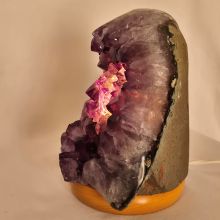 Amethyst Stein-Lampe, Edelsteinlampe, polierte Kristall Leuchte, Amethyst dunkel violett Deko-Lampe, N297