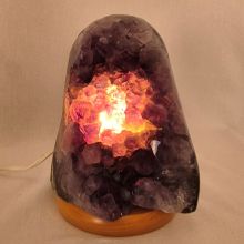 Amethyst Stein-Lampe, Edelsteinlampe, polierte Kristall Leuchte, Amethyst dunkel violett Deko-Lampe, N297