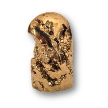 Pyrit Druse, poliertes Standobjekt mit Kristallhöhlen, Glücksbringer, Geschenk, Feng Shui Deko