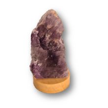Amethyst Front poliertes Standobjekt beleuchtet auf 8cm/dm LED Sockel, Echter unbehandelter Rohstein, N790