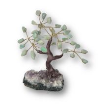Edelsteinbaum klein, Amazonit-Steinbaum auf Amethyst Base, Edelstein-Bäumchen ca. 12-13 cm