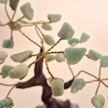 Edelsteinbaum klein, Amazonit-Steinbaum auf Amethyst Base, Edelstein-Bäumchen ca. 12-13 cm