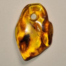 Bernstein Anhänger echt, Bernsteinschmuck Stein gebohrt , uriger Kettenanhänger für Lederband, Amber N575
