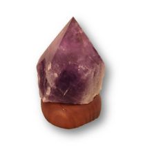 Ametrin-Spitzen-Leuchte, Edelsteinlampe, Natur Spitze beleuchtet aus Brasilien, Lampe mit Holzsockel, N109