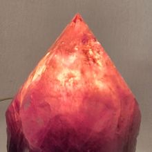 Ametrin-Spitzen-Leuchte, Edelsteinlampe, Natur Spitze beleuchtet aus Brasilien, Lampe mit Holzsockel, N109