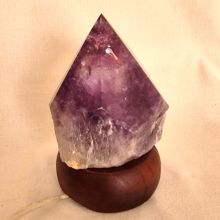 Ametrin-Spitzen-Leuchte, Edelsteinlampe, Natur Spitze beleuchtet aus Brasilien, Lampe mit Holzsockel, N109