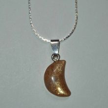 Sonnenstein Mond Anhänger – mit beweglicher Silberöse, Edelstein Schmuck, Glücksbringer, hübsche Geschenkidee