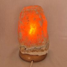 Orangencalcit Edelsteinlampe Naturstein, Calcit orange Edelstein-Leuchte mit Holzsockel, Stimmungslicht, N232