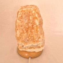 Orangencalcit Edelsteinlampe Naturstein, Calcit orange Edelstein-Leuchte mit Holzsockel, Stimmungslicht, N232