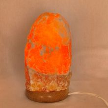 Orangencalcit Edelsteinlampe Naturstein, Calcit orange Edelstein-Leuchte mit Holzsockel, Stimmungslicht, N232