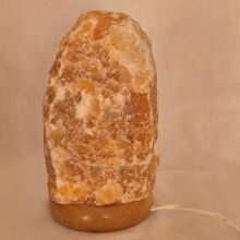 Orangencalcit Edelsteinlampe Naturstein, Calcit orange Edelstein-Leuchte mit Holzsockel, Stimmungslicht, N232