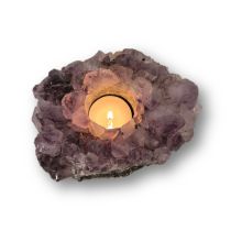 Echter Amethyst Naturstein mit wunderschöner, violetter Kristallstruktur, Kerzenhalter N119
