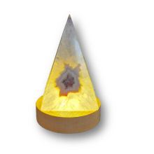 Achat Obelisk mit LED-Leuchtsockel, Edelstein Spitze beleuchtet, Deko-Lampe, N309