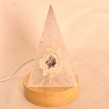 Achat Obelisk mit LED-Leuchtsockel, Edelstein Spitze beleuchtet, Deko-Lampe, N309