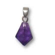 Amethyst Kettenanhänger klein – polierte Diamantspitze aus Brasilien mit beweglicher Silberöse | ca. 25 mm | Geschenkidee