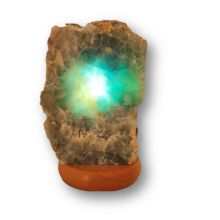 Fluorit Edelstein Lampe, Schöne Steinlampe Front poliert, Echte Naturstein Leuchte aus Fluorit, N215