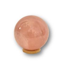 Rosenquarz-Kugel-Stein der Liebe & Harmonie (330 g, Ø 6 cm), Rose Quartz Sphere mit Holzring zum aufstellen, N338