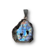 Edelstein Anhänger mit einer durchsichtigem Regenbogen Mondstein Scheibe, N391