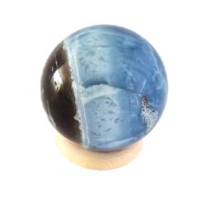 Blauer Opal, Edelstein-Kugel, Blaue Opalkugel mit Aufstellring, N71