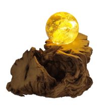 LED-Leuchtsockel mit Rauchquarz Kugel – besondere Edelsteinbeleuchtung, N147