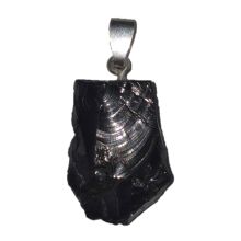 Edelschungit Kettenanhänger 925 Silber – Schungit Rohstein Anhänger für Damen & Herren, (N-267)