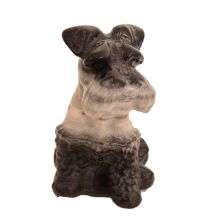 Steinfigur Hund – Sitzender Schnauzer als dekorative Edelsteinfigur
