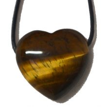 Tigerauge Herz Anhänger, schöner Edelstein gebohrt für Lederband, Größe ca.3 cm