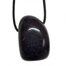 Blaufluss Edelstein Trommelstein Anhänger, gebohrter, polierter Steinschmuck, für Damen und Herren
