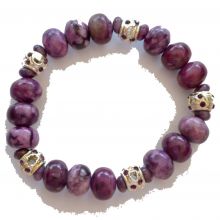 Edelstein Armband -Violetta-| Stein-Armband auf Strechband | natürliche Steine mit Metall Ornamenten