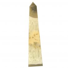 Obelisk aus Achat Edelstein, großes Standobjekt aus grau gemasertem Achat Kristall Reiki Stein