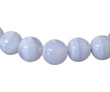 Chalcedon Edelstein Armband | Kugelarmband auf Strechband | blau-weiße Perlen-Armschmuck