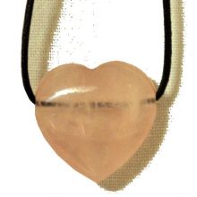 Rosenquarz Herz Anhänger, Halsschmuck rosa Quarz gebohrt für Lederband ca. 3 cm