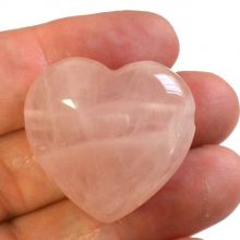 Rosenquarz Herz Anhänger, Halsschmuck rosa Quarz gebohrt für Lederband ca. 3 cm