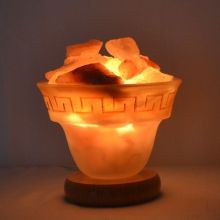 Salzkristall Leuchtschale Feuer des Olymp, Salzkristalle beleuchtet in einer Hand gefertigten Glasschale | Gr.S