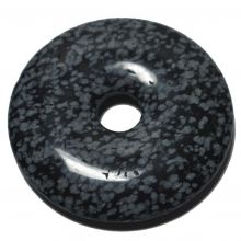 Schneeflocken-Obsidian Donut-Anhänger, ca. 50mm